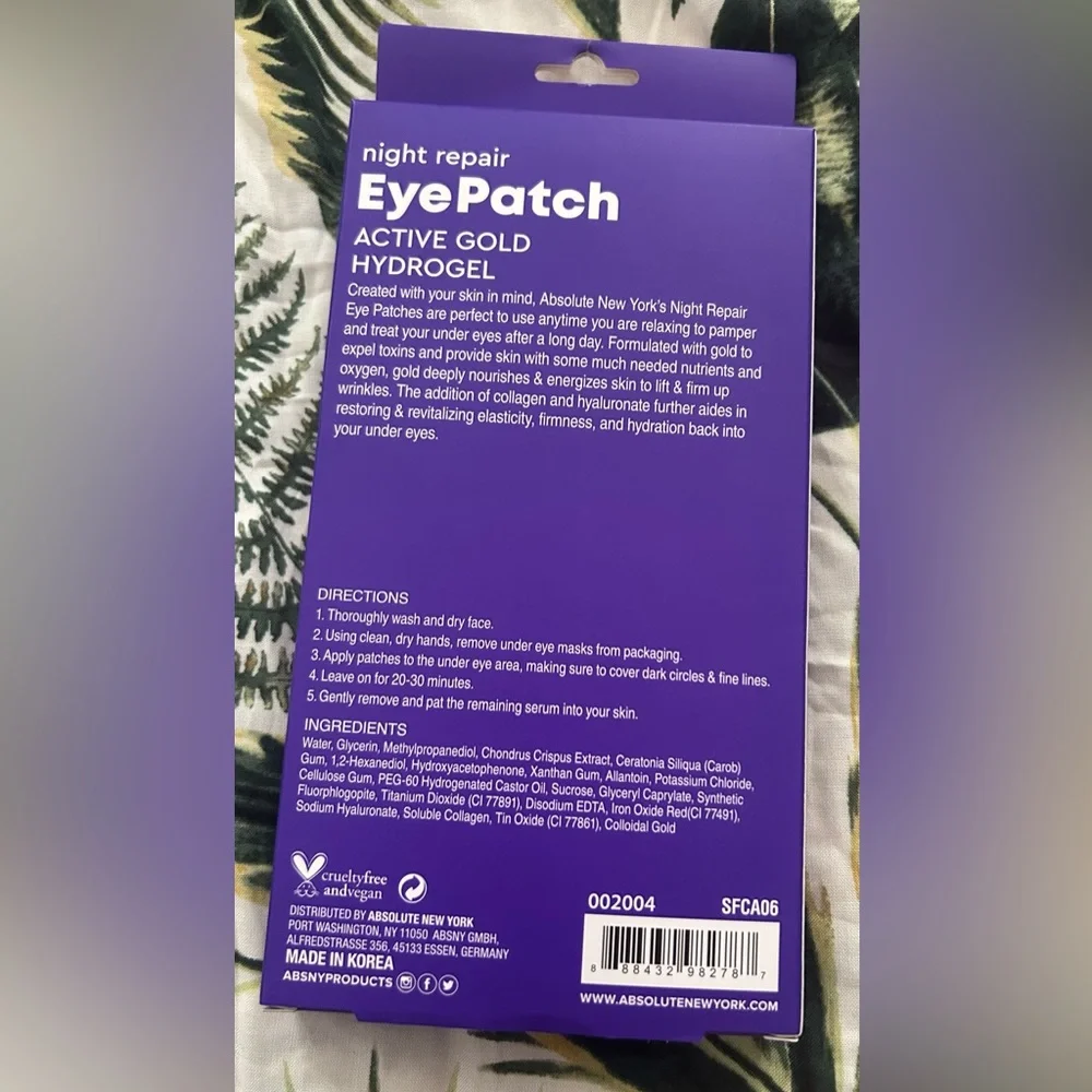Absolute New Yorkt Active Gold Hydrogel Night Repair Eye Patches (5 Pairs)